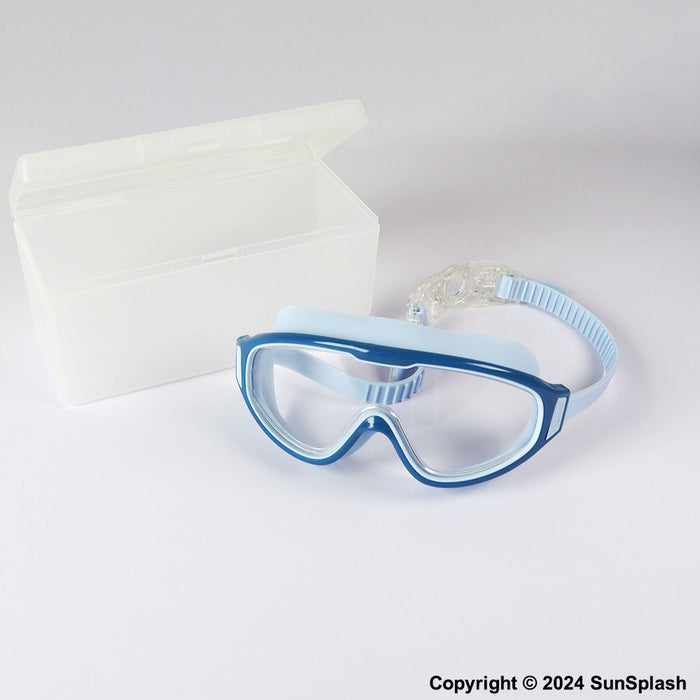 wide lens swim goggles blue kids