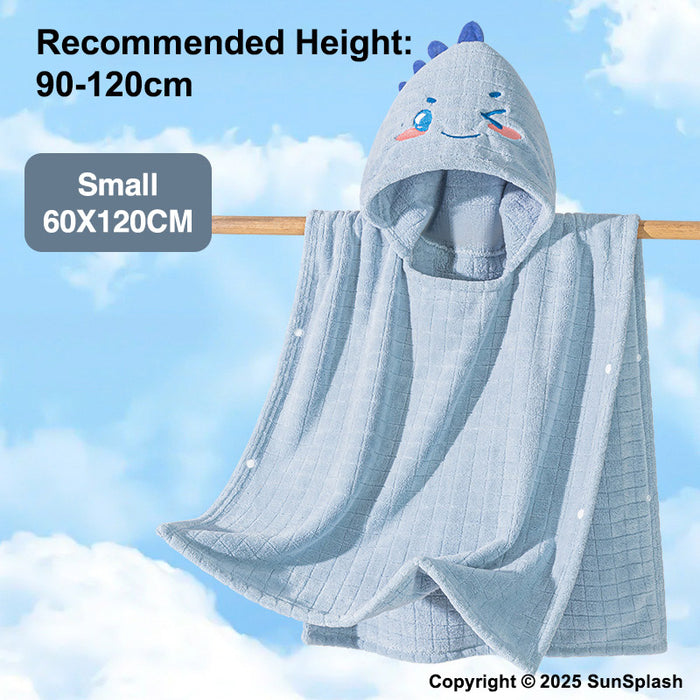kids hooded towel dinosaur blue small