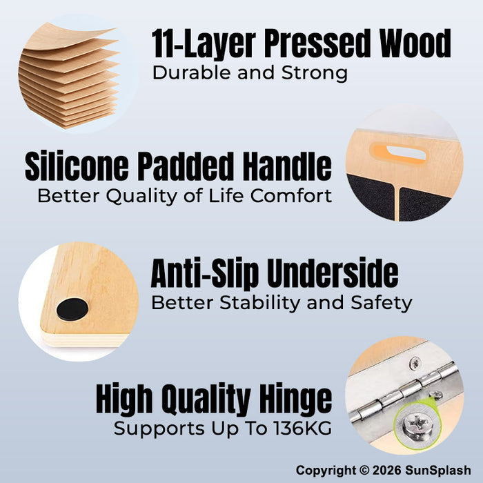 Wooden Slant Board Adjustable (5-Levels) Non-Slip Calf Stretcher Plantar Fasciitis Achilles Tendonitis Foot Mobility Recovery Rehabilitation Physical Therapy Pilates Fitness Yoga