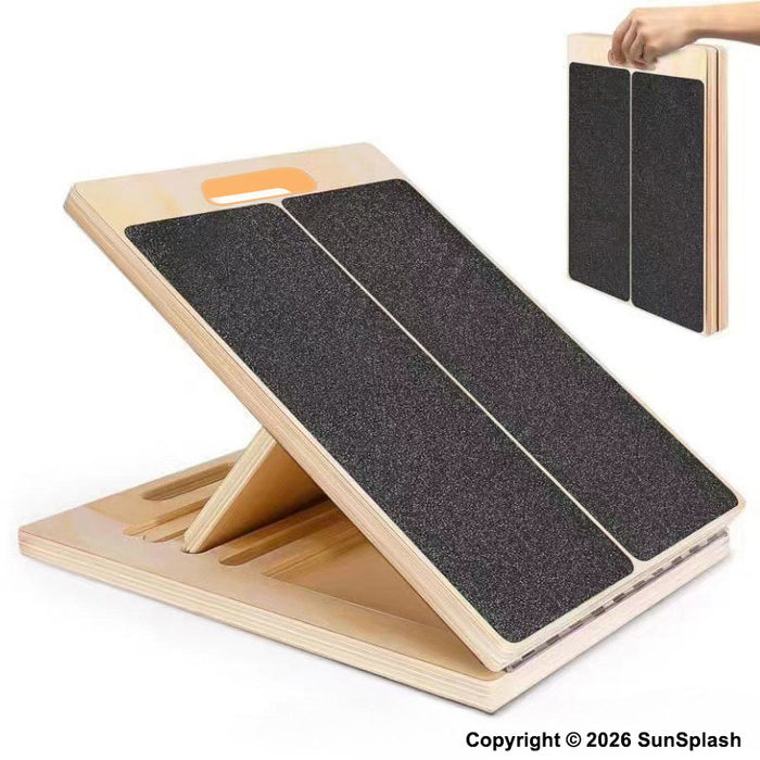 Wooden Slant Board Adjustable (5-Levels) Non-Slip Calf Stretcher Plantar Fasciitis Achilles Tendonitis Foot Mobility Recovery Rehabilitation Physical Therapy Pilates Fitness Yoga