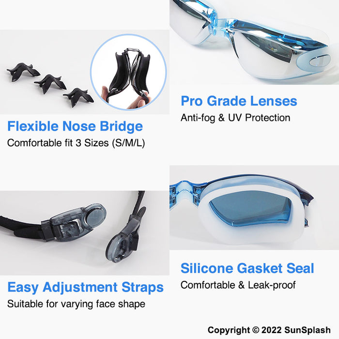 Adult Quick Release Goggles Anti-Fog Anti-Glare (Mirror Lens) Anti-UV